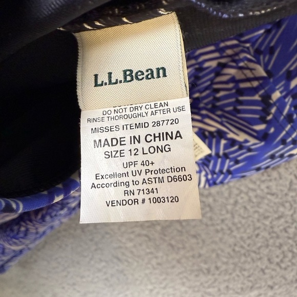 LL bean women’s one piece swim dress blue pattern 12 long - Picture 5 of 6